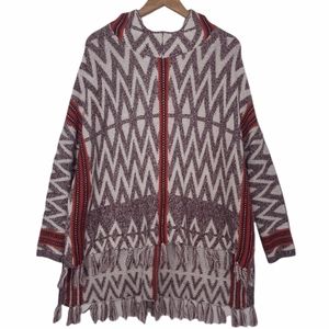 Shrinking Violet Hooded Fringe Oversized Sweater M